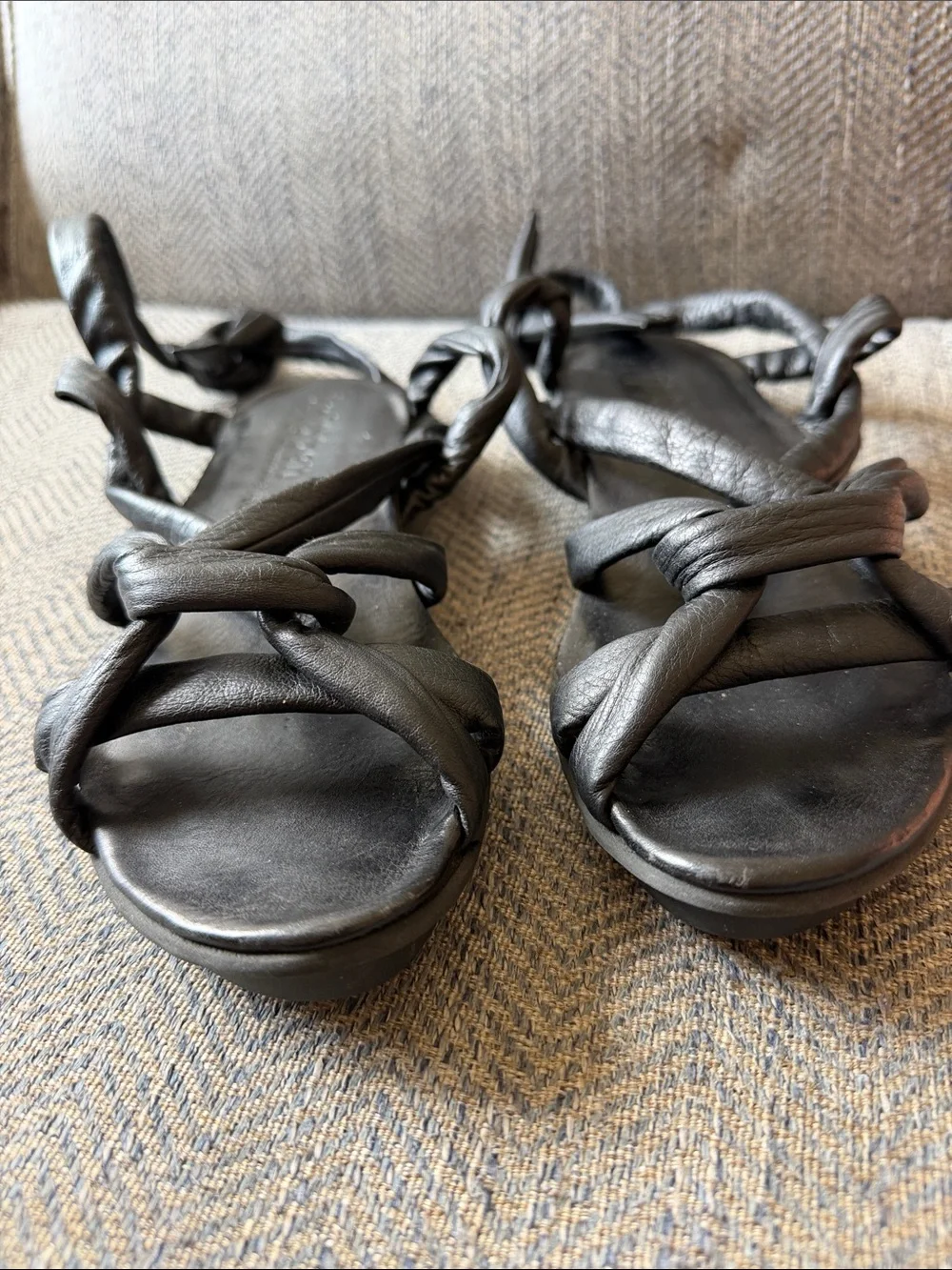 TRIPPEN | Gossamer Lust Black Leather Sandals Size: 40